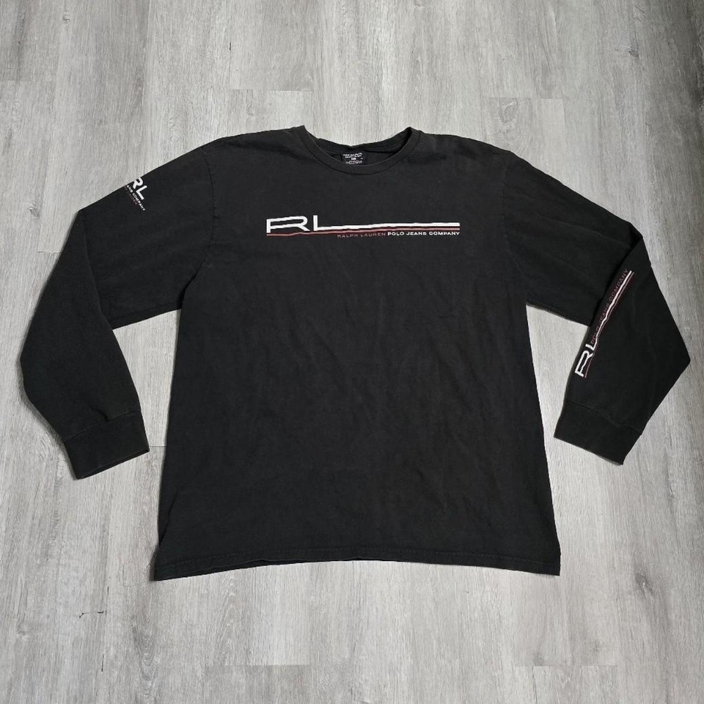 Vintage Y2K Polo Jeans Co. Ralph Lauren Black Long Sleeve Tee Size XL
